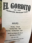 El Gordito Mexican menu
