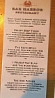 Bar Harbor Restaurant menu