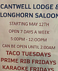 Cantwell Lodge menu