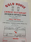Gold House Chinese menu