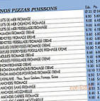 Serge Pizzas menu