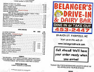 Belanger's Drive-in menu