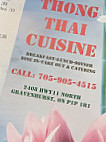 Thong Thai Cuisine menu