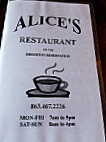 Alice's menu