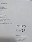 Nick's Diner menu