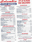 Columbia Steak Express menu