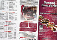Bengal Brasserie menu