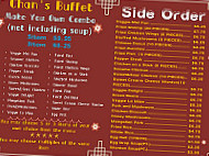 Chan's Buffet menu