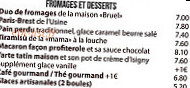 L'Usine de Charonne menu