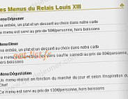 Relais Louis XIII menu