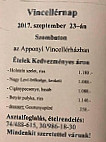 Vincellérház menu