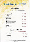 Cave Valaisanne Chalet Suisse menu