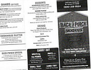 Back Porch Smokehouse menu