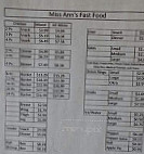 Miss Ann's Fast Foods menu