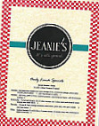 Jeanie's It's All Good menu