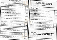 Overdraft Craft Ale menu