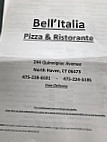 Bell'italia menu