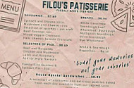 Filous Patisserie And Bakery menu