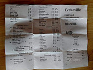 Cedarville Carry Out menu