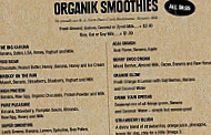 The Organik Store Cafe menu