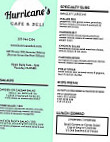 Hurricane's Cafe Deli menu