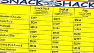 Snack Shack menu