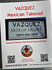 Vazquez Mexican Food menu