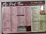 Ms Pad Thai menu