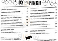 Ox and Finch menu