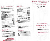 Dinatale Seafood menu