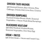 The Blackbird Waterhouse menu