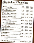 Chocolate Cafe menu