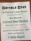 Cattails Cove menu