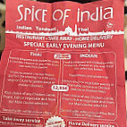 Spice Of India menu