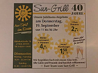 Sun Grill menu