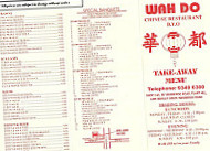 Wah Do Chinese Restaurant menu