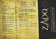 Zaoq Indian menu