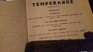 The Temperance Society menu