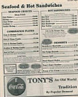 Tony's I-75 Restaurant menu