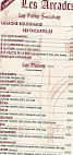 Pizzeria des Arcades menu