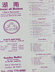 House Of Hunan menu