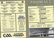 Philomena's Cafe menu