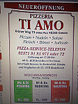 Pizzeria Tiamo menu