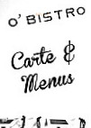 O'bistro menu