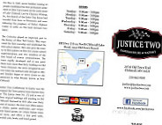 Justice Two Coffeehouse Eatery menu