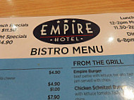 Empire Hotel menu