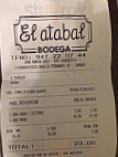 El Atabal Bodega menu