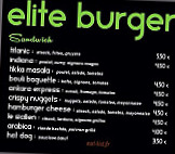 Elite Burger menu