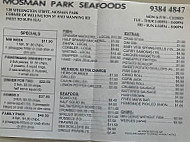 Mosman Park Seafoods menu