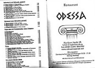 Restaurant Odessa menu
